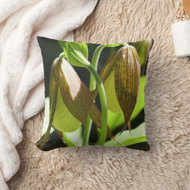 White Orchid Lady Slipper Flower Pair Kussen (Deken)