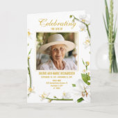 White Orchid Lily twee foto begrafenisprogramma Programma (Voorkant)