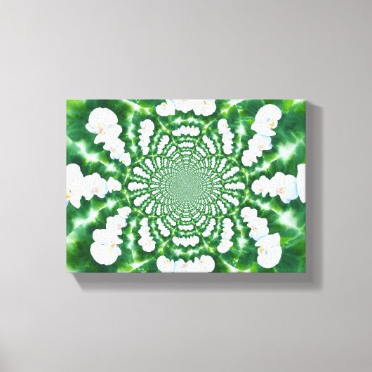White Orchid Mandala Canvas Afdruk (Voorkant)