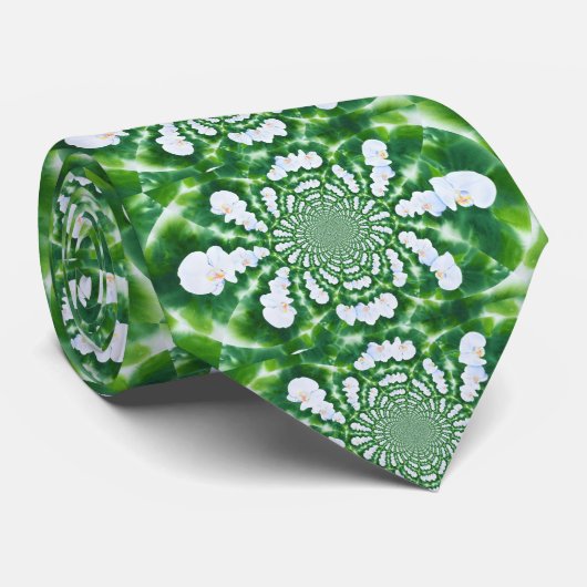 White Orchid Mandala Stropdas (Opgerold)