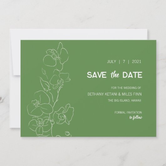 White Orchid · Modern Tropical Save the Date (Voorkant)