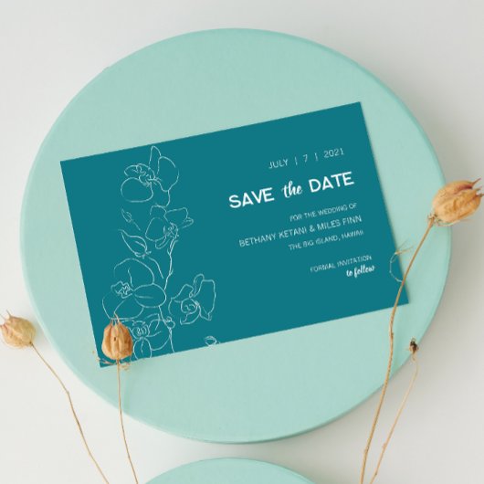 White Orchid · Modern Tropical Save the Date