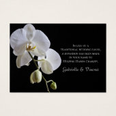 White Orchid on Black Charity Wedding Favor Card Visitekaartjes (Voorkant)