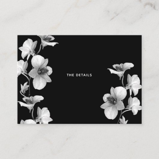White Orchid on Black Enclosure Card Informatiekaartje (Voorkant)