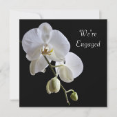 White Orchid on Black Engagement Party Kaart (Voorkant)
