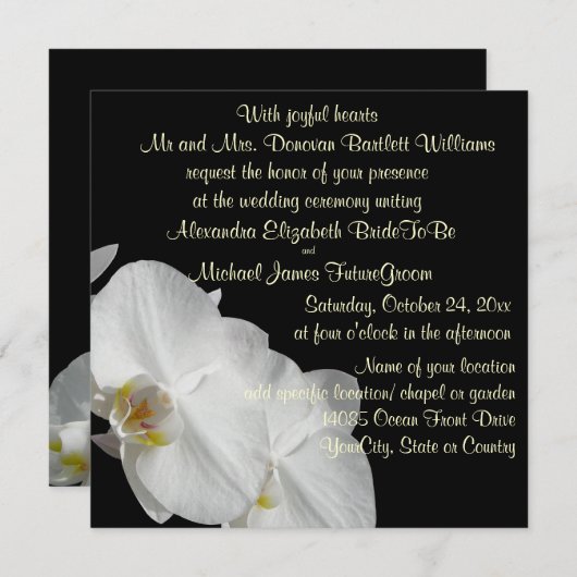 White Orchid on Black Kaart (Voorkant / Achterkant)