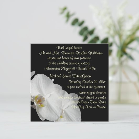White Orchid on Black Kaart (Staand voorkant)
