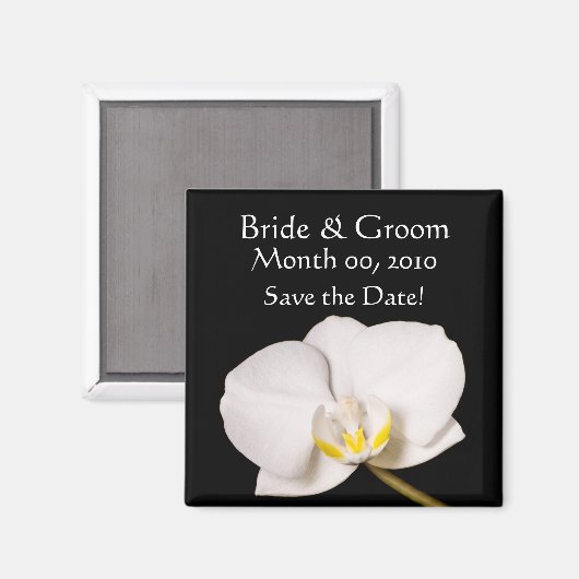 White Orchid on Black Magneet (Voorkant / Achterkant)