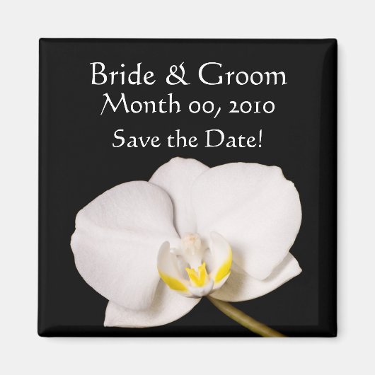 White Orchid on Black Magneet (Voorkant)
