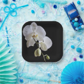 White Orchid on Black Papieren Bordje (Feest)