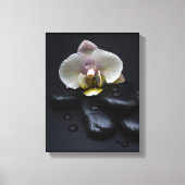 White Orchid on Black Stones Canvas Afdruk (Voorkant)