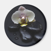 White Orchid on Black Stones Magneet (Voorkant)