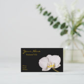 White Orchid on Black Visitekaartje (Staand voorkant)