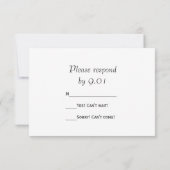 White Orchid on Black Wedding RSVP Response Kaart (Achterkant)