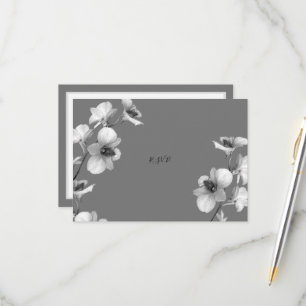 White Orchid on Gray RSVP Card