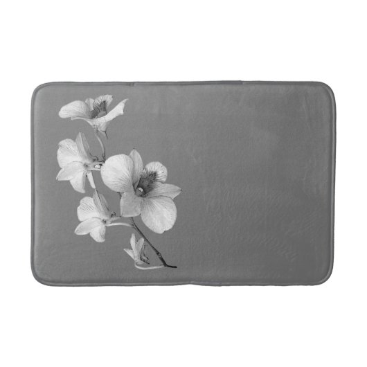 White Orchid on Grey Bath Mat L (Voorkant)