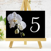 White Orchid op Black Table Numbers Kaart