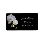White Orchid op Black Wedding Favor Label (Voorkant)