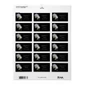 White Orchid op Black Wedding Favor Label (Full Sheet)