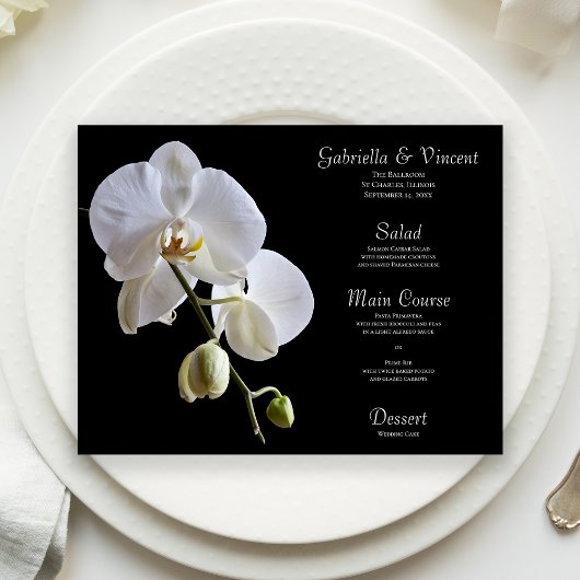 White Orchid op Black Wedding Menu