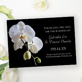 White Orchid op Black Wedding Save the Date