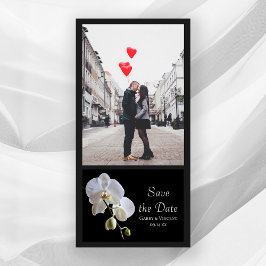 White Orchid op Black Wedding Save the Date
