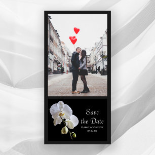 White Orchid op Black Wedding Save the Date
