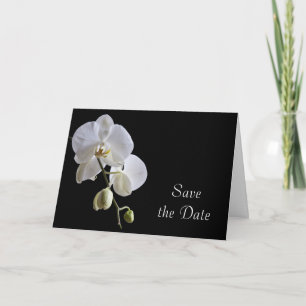 White Orchid op Black Wedding Save the Date Aankondiging