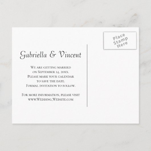 White Orchid op Black Wedding Save the Date Aankondigingskaart (Achterkant)