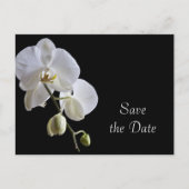 White Orchid op Black Wedding Save the Date Aankondigingskaart (Voorkant)