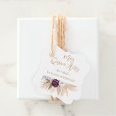 White Orchid Paars Roos Pampas Grass Quinceañera Bedankjes Labels (In situ)