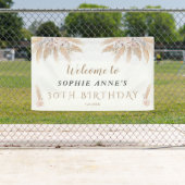 White Orchid Pampas Grass Birthday Welcome Sign Spandoek (Insitu)