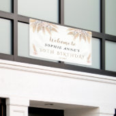 White Orchid Pampas Grass Birthday Welcome Sign Spandoek (Buitenkant Gebouw)