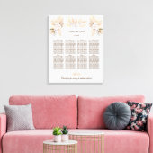White Orchid Pampas Grass Wedding Seding Chart Canvas Afdruk (Insitu (Woonkamer))
