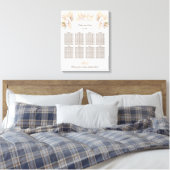 White Orchid Pampas Grass Wedding Seding Chart Canvas Afdruk (Insitu (Slaapkamer))