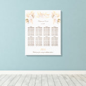 White Orchid Pampas Grass Wedding Seding Chart Canvas Afdruk (Insitu (Houten vloer))