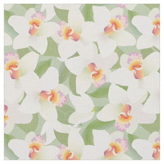 White Orchid Pattern Stof (Close Up)