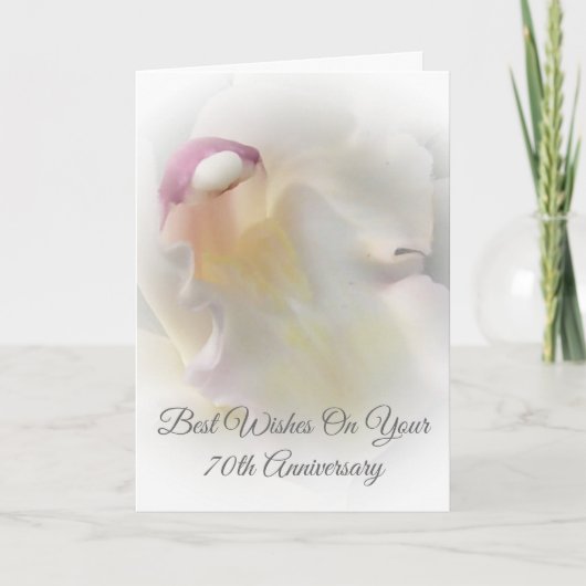 White Orchid Personalized 70th Wedding Jubileum Kaart (Voorkant)