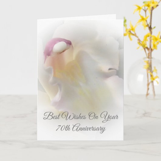 White Orchid Personalized 70th Wedding Jubileum Kaart (Gele Bloem)