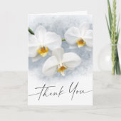White orchid phalaenopsis elegant script bedankt kaart (Voorkant)