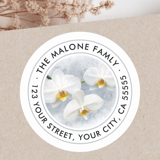 White orchid phalaenopsis ronde sticker