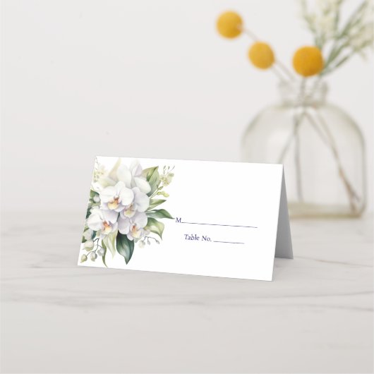 White Orchid Place Card Guest Table Response Kaart Plaatskaartje (Voorkant)