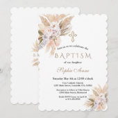 White Orchid roze Roses Pampas Grass Baptisme Kaart (Voorkant / Achterkant)