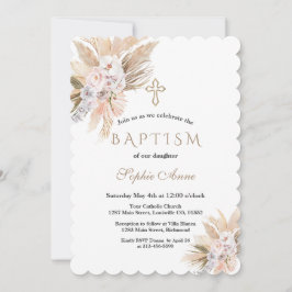 White Orchid roze Roses Pampas Grass Baptisme Kaart