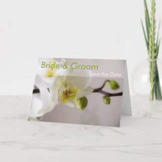 White Orchid Save the Date Card Aankondiging
