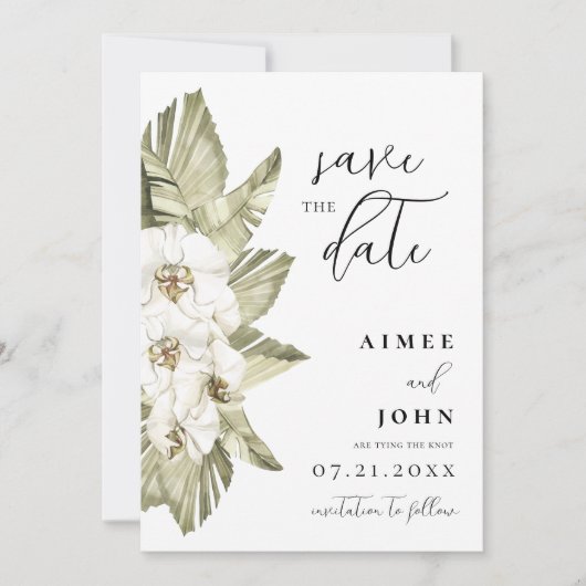 White Orchid Save the Date Kaart (Voorkant)