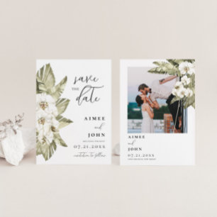 White Orchid Save the Date Kaart