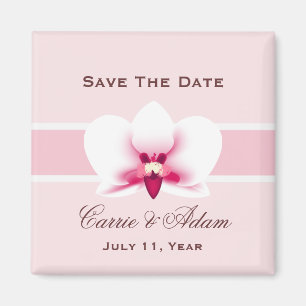 White Orchid Save the Date Magnet