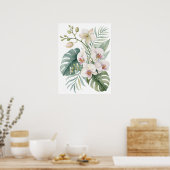 White Orchid Tropical Bouquet Print. Poster (Keuken)