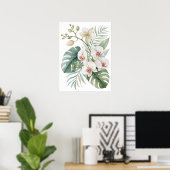 White Orchid Tropical Bouquet Print. Poster (Thuiskantoor)
